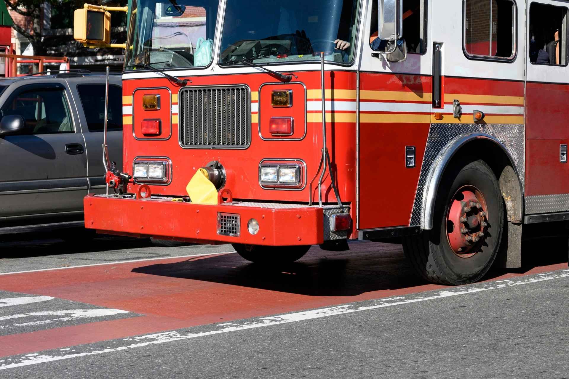 Fire truck stopped on the road